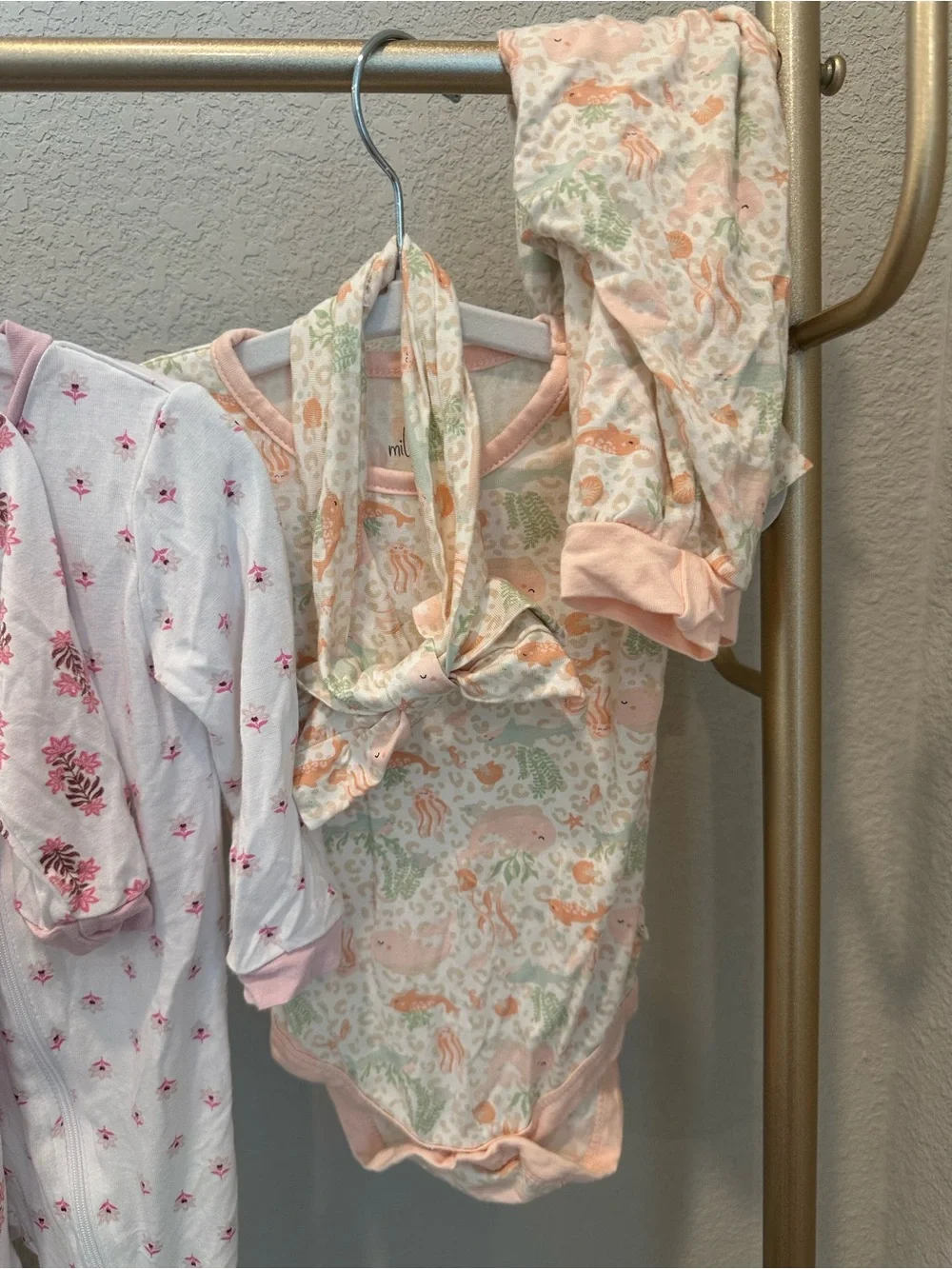 Milk Berry Pink Floral & Printed Baby One-Piece Bodysuit Set 5 pieces!